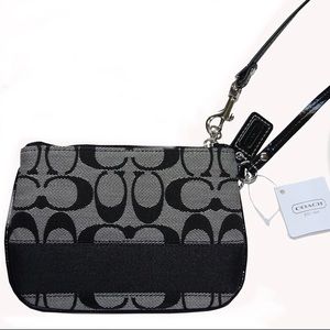 Black Signature Coach Wristlet